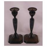 Pair of antique Derby silverplate candlesticks,