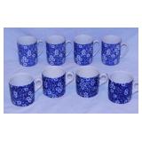 4 Staffordshire England Calico mugs, 3.25" tall -