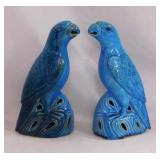 Lovely pair of antique monochrome turquoise glaze