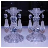 Vintage pair Fostoria Colony glass candlesticks