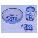 Mary Hadley Pottery: Farmer mug - Sheep soup bowl