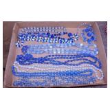 9 blue glass beaded necklace of various styles &