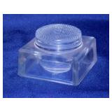 Vintage square glass inkwell w/ lid