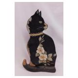 Wooden hand painted cat shelf sitter, 13"