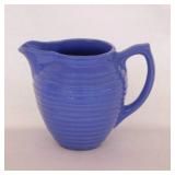 Vintage blue glazed beehive crock cream pitcher,