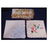 Vintage satin hand painted handkerchief hankie -