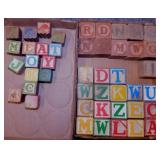 45 vintage wooden toy alphabet blocks