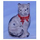 Antique cast iron cat coin bank, 4" tall