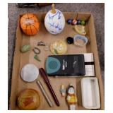 Vintage wooden hand decorated rabbit trinket box