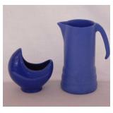 Vintage blue glazed crescent moon planter,