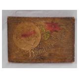 Antique pyrography handkerchief hankie box -