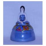 Antique Noritake blue luster figural lady inkwell,
