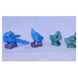 11 old Chinese export glazed bird figurines,