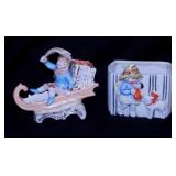 2 small antique figural planters