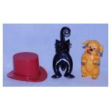 Vintage metal black cat door knocker marked Japan