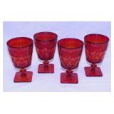 4 Imperial Cape Cod cadmium red glass goblets,