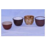 4 vintage small crock custard cup pots