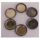 6 antique Meriden B. Company silverplate coasters,