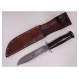 Vintage Kinfolks fixed blade knife in leather
