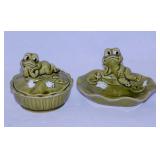 Mid Century Enesco frog soap dish & trinket dish -