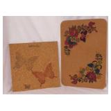 2 butterfly bulletin cork boards - Amber glass