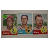 Three 1963 Topps baseball rare Hi Series baseball