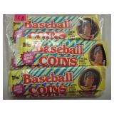 Ten 1989 Topps metal Baseball Coins w/ bubble gum