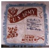 Vintage US Army Camp Rucker Alabama satin pillow