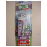 PEZ semi truck, red trailer, white cab