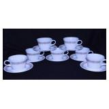 Seven 1978 Pyrex Woodland Brown teacups -