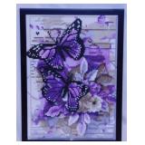 Purple butterfly diamond painting art work, framed