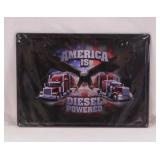 New America Is Diesel Powered semi truck embossed