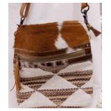 3 Myra leather & cow hide crossbody purses