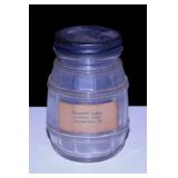 Antique Raymond Galyen mustard barrel coin bank,