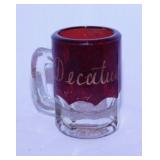 Antique Decatur Indiana souvenir ruby flash mug,