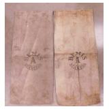 2 vintage Bemis A Seamless seed sacks