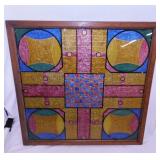 Hand crafted foil & glass Parcheesi board,