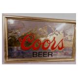 Coors Beer mirrored bar sign, framed
