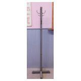 Industrial metal office hall tree w/ brass hat &