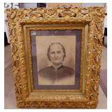 Antique chalk portrait, matted in gilded ornate
