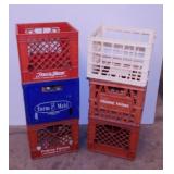 6 plastic dairy & storage crates