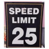 Retired 25 mph speed limit metal road sign,