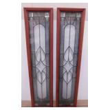 Pair beveled stained glass style entry door glass