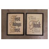 4 inspirational framed signs - 2 carved wood