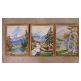 10 vintage original oil paintings on board, framed