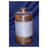 Vintage wood lined brass humidor w/ 4 ashtrays,