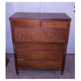 Antique walnut 6 drawer highboy chest of drawers,