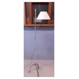 Antique iron bridge floor lamp w/ fabric shade