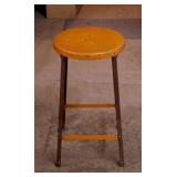 Vintage industrial metal shop bar stool, 24" tall