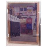 Wooden display case w/ Plexiglas lid, 27" x 37"